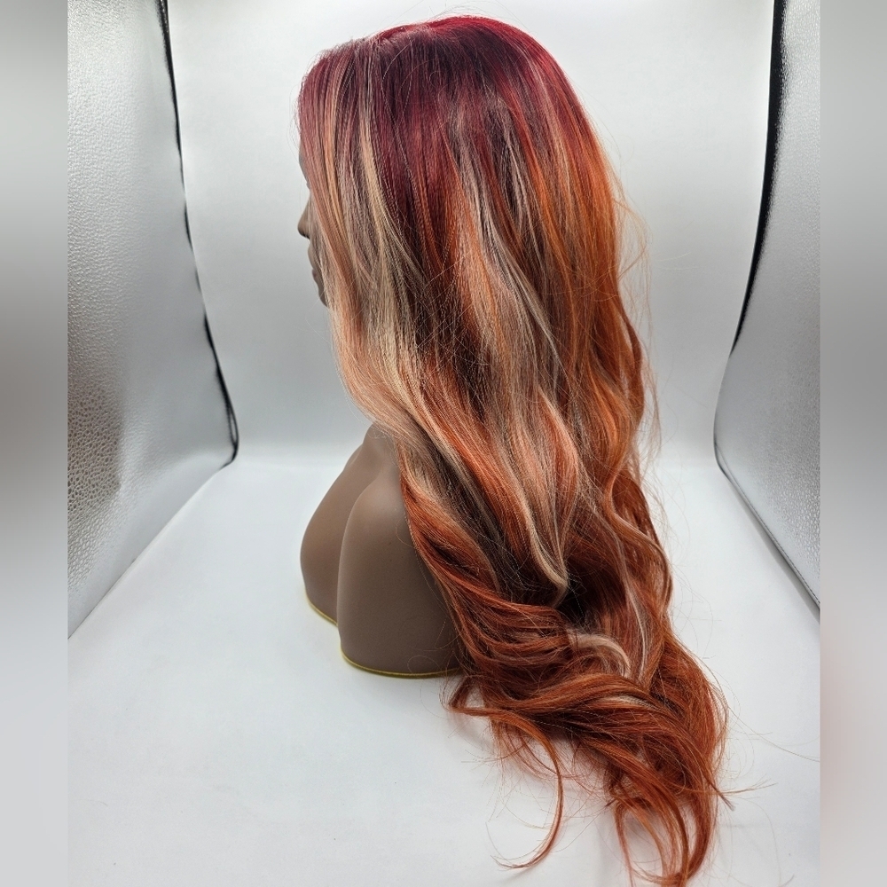 Chelsey Smith Crowns Cosmetics Cayenne Luxe Red & Blonde Wavy Lace Front Wig - Picture 6 of 11